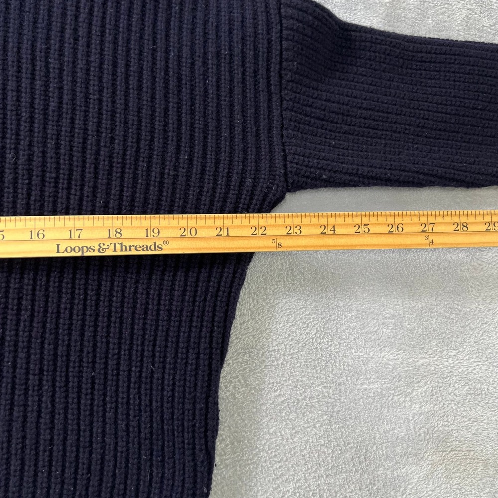 Sezane Jacob Jumper Small Navy Blue Merino Wool Button Henley Mock Neck Sweater - Picture 9 of 11